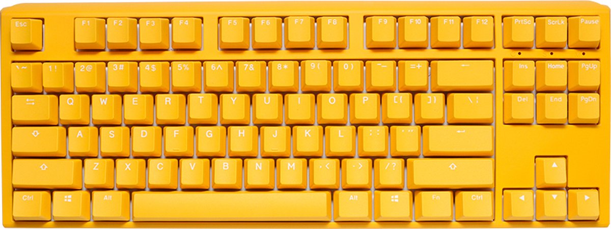 Ducky One 3 Yellow TKL Gaming Tastatur RGB LED - MX-Red US, Bedraad, USB, Mechanische keyswitch, RGB LED