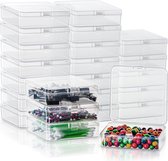 Belle Vous Kleine Doorzichtige Plastic Container Doosjes met Gescharnierd Deksel (24 Pak) - L9,4 x B9,4 x H2,8 cm - Mini Bak Doosjes voor Pillen, Kralen, Sieraden en Hobby Items