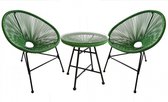 Concept-U - Tuinmeubels 2 ronde fauteuils en groene salontafel ACAPULCO