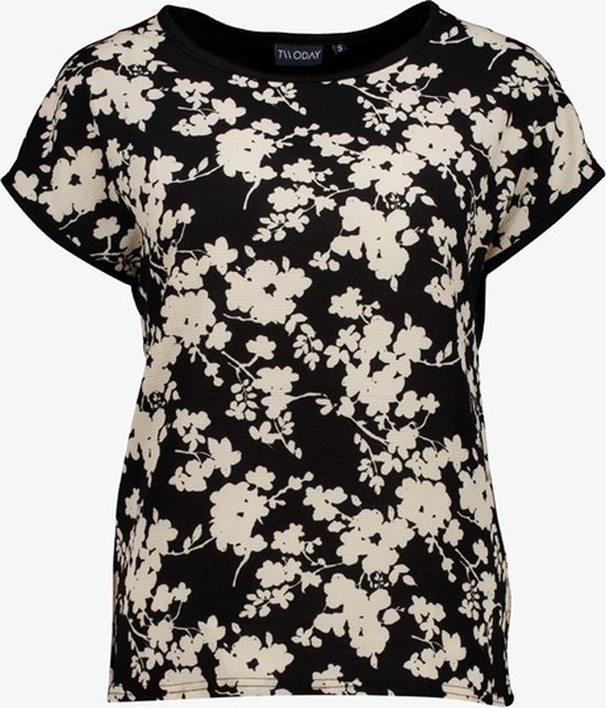 TwoDay dames T-shirt zwart met bloemenprint - Maat XXL