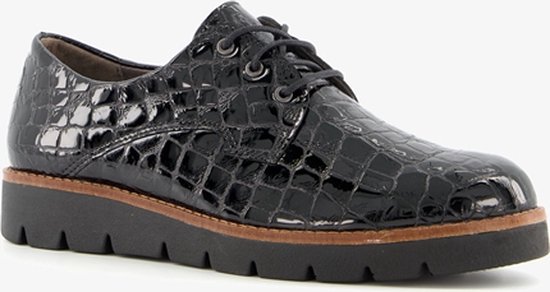 Natuform dames veterschoenen met croco print Zwart Uitneembare