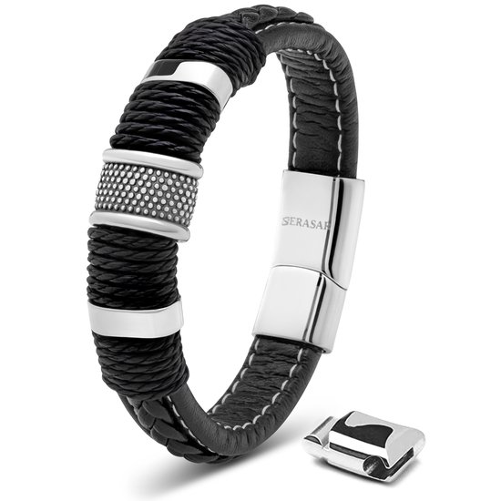 SERASAR Armband voor Heren [Ring] - Zilver 17cm - Magnetische Roestvrijstalen Sluiting