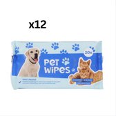 Pet cleaning wipes -12 pakken - vochtige schoonmaakdoekjes voor honden of katten - Reinigingsdoekjes voor dieren - doekjes