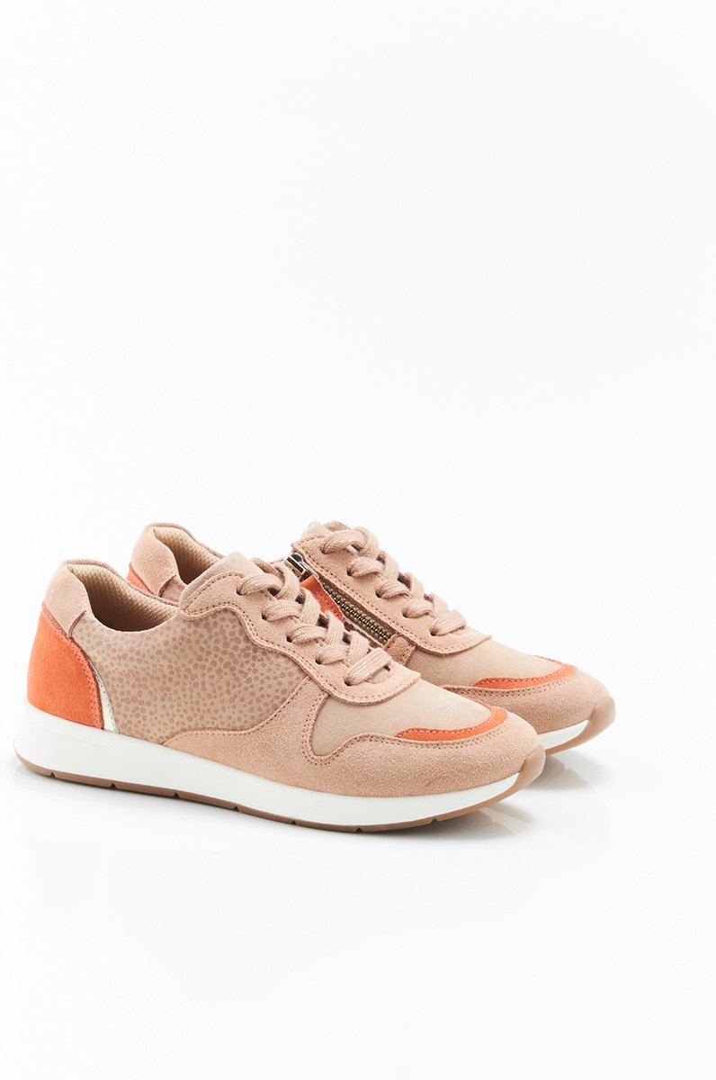 Damart Sneaker in kalfssplitleder met fantasieprint gerecycleerd materiaal* Amortyl Dames Beige