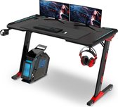 Zentura Gaming Bureau - 140x60x73 CM - Game Desk Met LED Verlichting - Tafel - Zwart