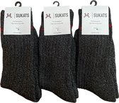 Sukats® The Norwegians - 3 Paar - Noorse Sokken - Maat 39-42 - Antraciet - Dames en Heren - Warme sokken - Winter sokken - Wollen sokken - Noorse Kousen