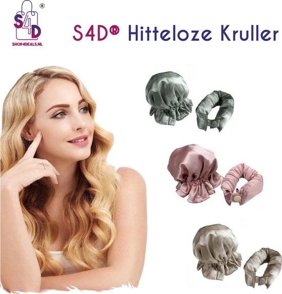S4D® - Heatless Curls - Krulspelden - Krullen Zonder Hitte - Haarrollers - Overnight Curls - 4 Delige Set - Groen - S4D®