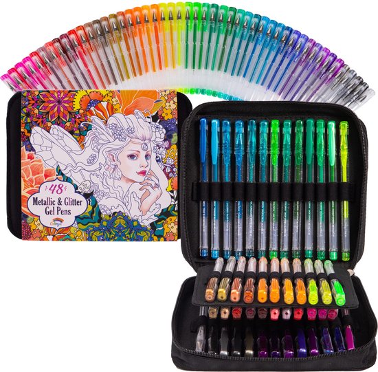 Colorya 48 stylos gel de coloriage pour adultes – 17 stylos gel