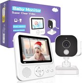 Babyfoon met Camera 2,8 inch Videobabyfoon 720p met 1500 mAh Batterij Type C Oplaadbaar 10X Digitale Zoom 2Weg Intercomsysteem VOX-Modus Nachtzicht Temperatuurbewaking Slaapliedje