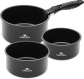 Smart Pot kookpottenset keramische gecoate pannenset geschikt voor inductie kookpotten voor elektrisch gas keramische inductiekookplaat pannen potten zwart 3 stuks 16 cm 18 cm 20 cm