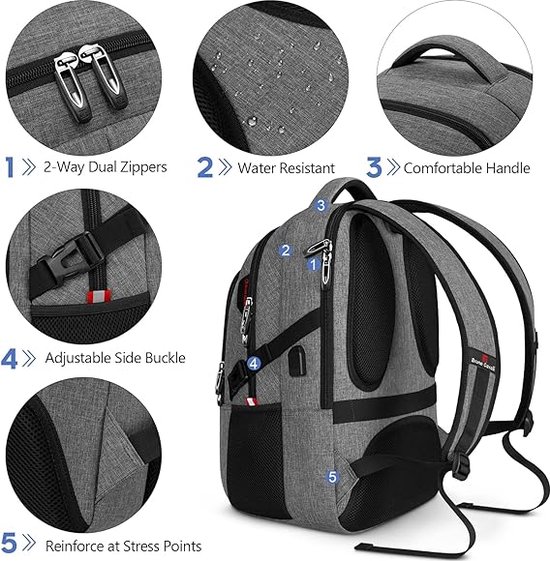 Reizen Laptop Rugzak met USB Opladen Poort Fit 14 Inch Laptop met Kawaii Pom Pom Hanger School College Werk Tas, Geel, Large, Reisrugzakken