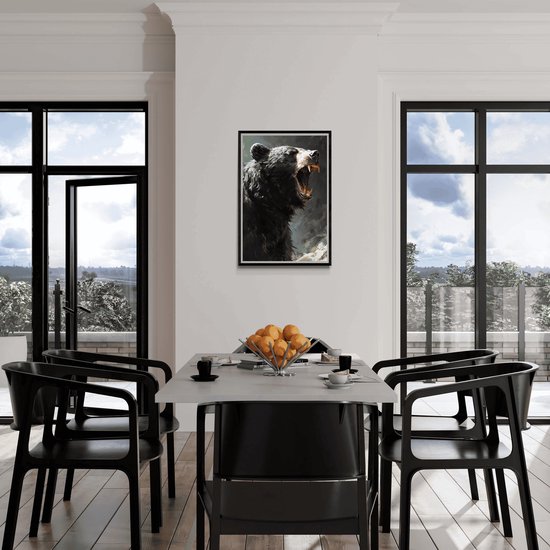 Poster Zwarte Beer - Black Bear - Natuur - Dieren - posters - formaat 60x90cm - Wanddecoratie - 1734MT