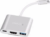 Adaptateur UniRay USB C vers HDMI - 4K 30 Hz - Chargement USB A et USB C - Hub 3 en 1 - Type C vers HDMI, USB 3.0 et chargement rapide type-C - Convient pour Apple Macbook - IMAC - Dell - Surface - Samsung