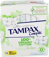 Tampax Compak Cotton Regular 100% Organisch Katoen 14 Pads