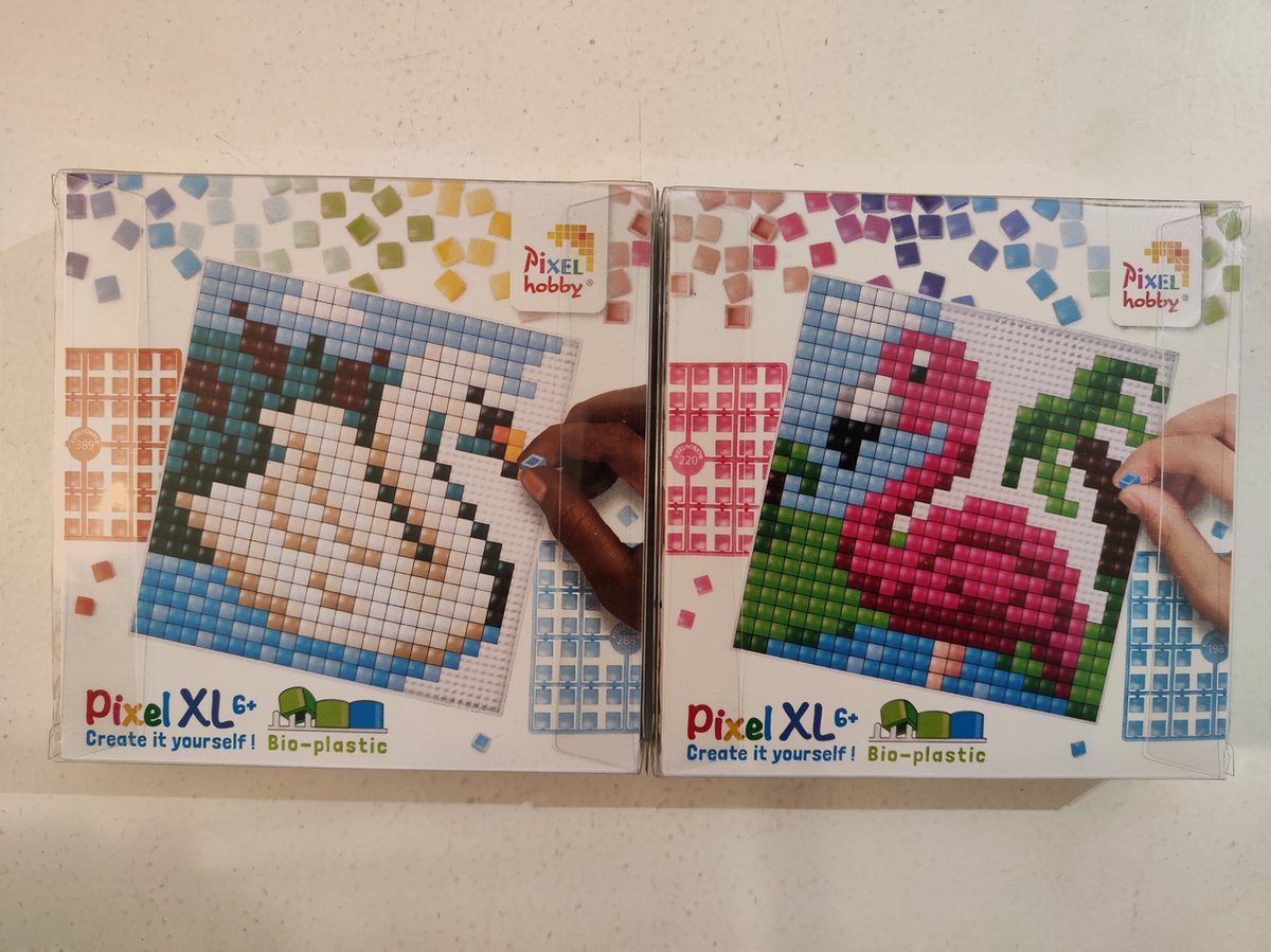 PIXELHOBBY PIXEL XL SET 2 COASTERS ZWAAN/FLAMINGO
