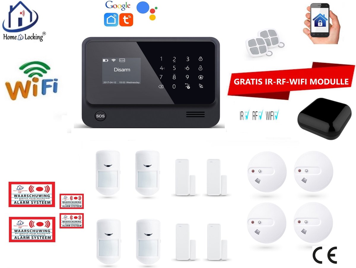 Home-Locking senioren draadloos smart alarmsysteem wifi,gprs,sms AC05-17zw