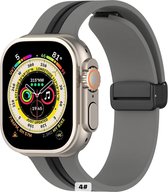 Bracelet Smartwatch - Royal Empire- Bicolore - Convient pour bracelet Apple Watch 42 / 44 / 45 / Ultra / 49mm - bracelet élastomère - iWatch Ultra - Siliconen flexible - Fermeture à boucle - Grijs/ Zwart- Cadeau