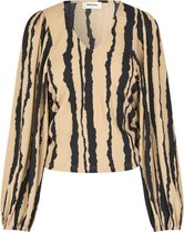 Beige zwarte print top Harland - Modstrom