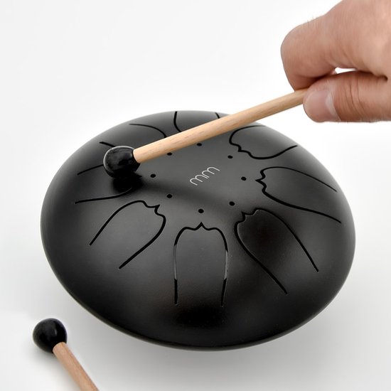 MikaMax Tongue Steel Drum - Handpan - Klankschaal - 8 Noten - Inclusief Drumstokken, Vingerdrums, Carrybag en Muziekboekje - Anti-Slip