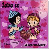 Luxe Valentijnskaart Love is...a warm heart - 13,5x13,5cm - inclusief gekleurde envelop