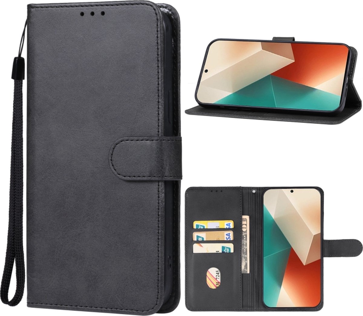 Zwart agenda book case hoesje - Xiaomi Redmi Note 13 5G