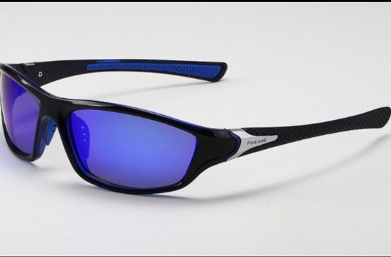 Gepolariseerde Sport Zonnebril - C04 - Polarized Sport Zonnebril - Blauw/zwart - inclusief microvezel brillenhoesje