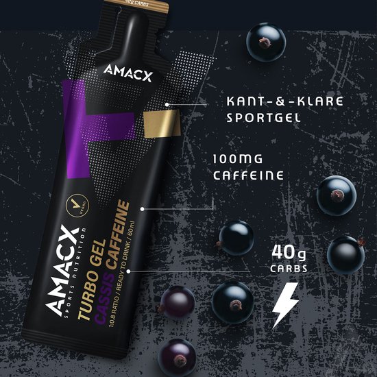 Amacx Turbo Gel - Sportgel - Energy Gel - Energiegel - Cassis met Caffeine - 12 pack — afbeelding 4