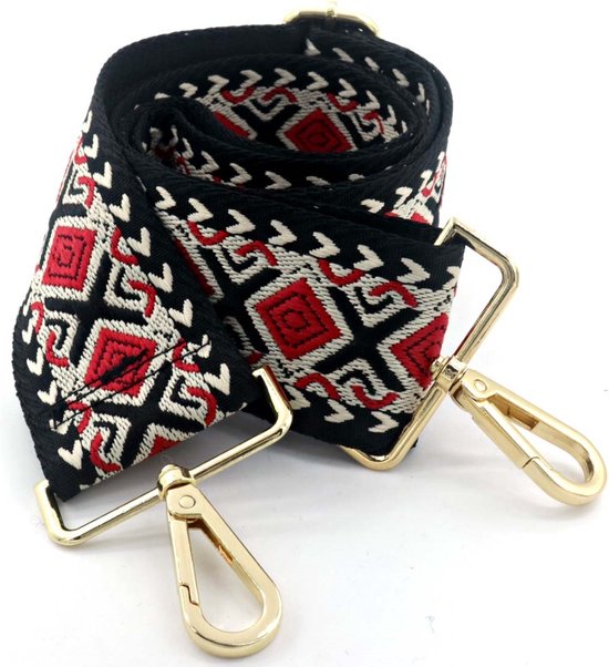 Schouderband voor Tas - Draagband - 5 cm - Zwart en Rood