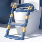 Wc Verkleiner - WC verkleiner met Trap - Wc trainer - Zachte Zitje - Opvouwbaar wc bril - Zinderlijkheids training kind- blauw