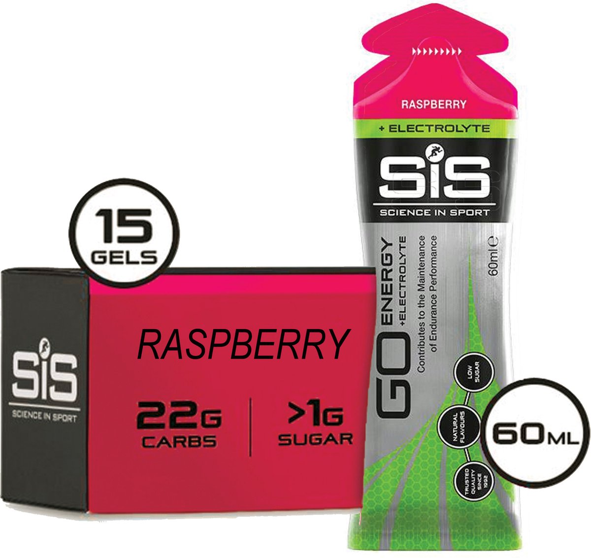 Goedkoopste Science in Sport - SIS Go Energy Electrolyte - Sportgel - Energie gel - Isotone Sportgel - Framboos Smaak - 15 x 60ml