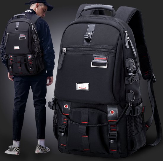 Grand sac à dos pour hommes/sac à dos de voyage/sac à bagages extérieur de grande capacité/sac à dos d'ordinateur à la mode Zwart 477