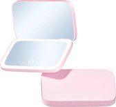 yermin beauty - Compacte Make-up spiegel met LED verlichting - 5X en 1X vergroting - Handspiegel - Zakspiegel - Reisspiegel - Make-upspiegel - roze