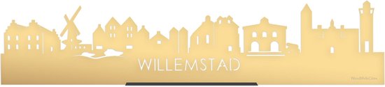 Standing Skyline Willemstad Goud Metallic - 60 cm - Woondecoratie design - Decoratie om neer te zetten en om op te hangen - Meer steden beschikbaar - Cadeau voor hem - Cadeau voor haar - Jubileum - Verjaardag - Housewarming - Interieur -