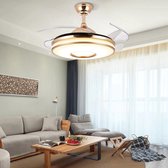 LuxiLamps - Ventilateur de lampe suspendue de Luxe en or - 3 modes - Dimmable avec télécommande - Or - Lampe de salon - Ventilateur de plafond - Lampe moderne