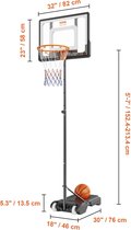 NewWave® - Basketbalring - Basketbal Net - Verstelbare Hoogte 152cm tot 215 cm - Wielstandaard - Vulbare Basis - Basket Backboard