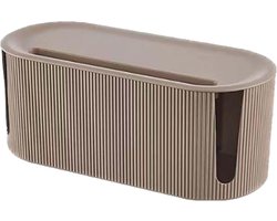 beige kabelbox organizer voor een opgeruimd huis en kantoor - stijlvol kabelmanagement zonder wirwar van kabels, beige
