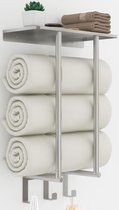 Handdoekenrek voor de badkamer, 50 cm handdoekhouder voor aan de muur, kan tot 3 handdoeken (160 x 100 cm), handdoekhouder voor badkamer en muur, zilver