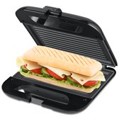 MOA Machine à sandwich - Machine à sandwich - Grill contact - Machine à sandwich - Revêtement antiadhésif - 20 x 22 cm - 750 watts - Zwart - SM01B