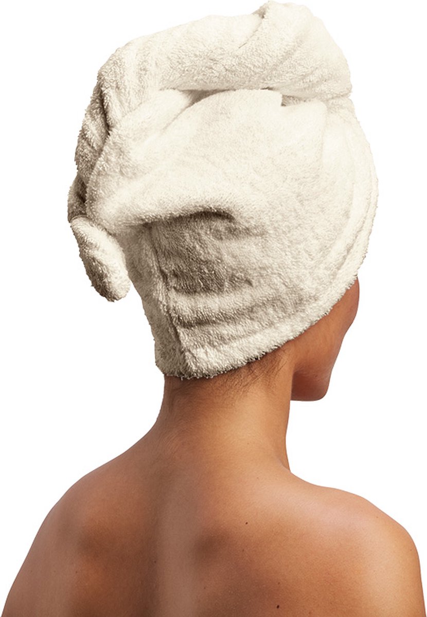 Yumeko haarhanddoek terry wit zand - Hotelkwaliteit - Bio, eco & fairtrade