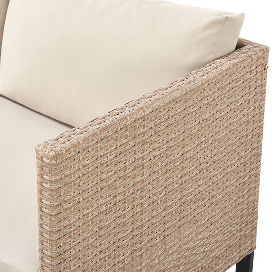 Juskys Loungeset / Tuinset Santorini - Polyrotan - Modulair - Crème - Incl. Tafel & Opbergbox