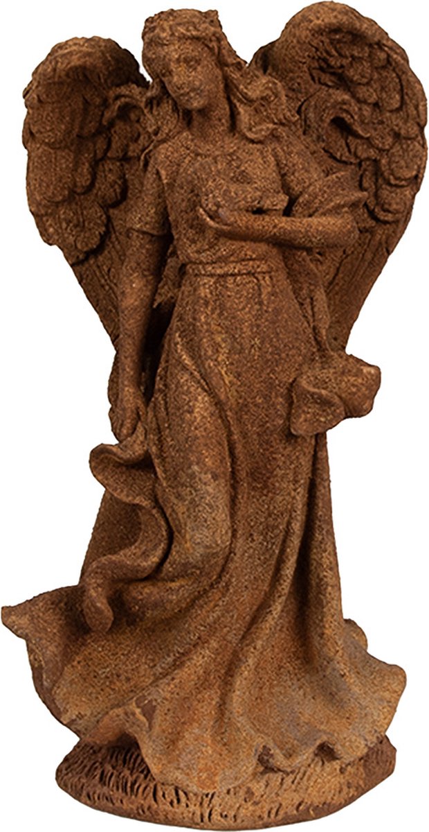 Clayre & Eef Decoratie Beeld Engel 23 cm Bruin Polyresin