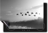 Chefcare Inductie Beschermer Silhouet Vogels tijdens Zonsondergang - Zwart Wit - 60x50 cm - Afdekplaat Inductie - Kookplaat Beschermer - Inductie Mat