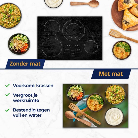 Chefcare Inductie Beschermer Blauwe IJsvogel op een Tak - 95x50 cm - Afdekplaat Inductie - Kookplaat Beschermer - Inductie Mat