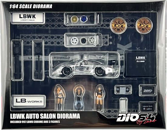 Auto Salon Diorama incl. Chrome Porsche 997 – 1:64