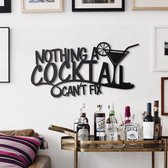 Muurteksten | "Nothing A Cocktail Can't Fix" | Zwart Metaal | 72 x 36 cm | Typografische Inspirerende Citaten en Zinnen Muurkunst en Decoratie