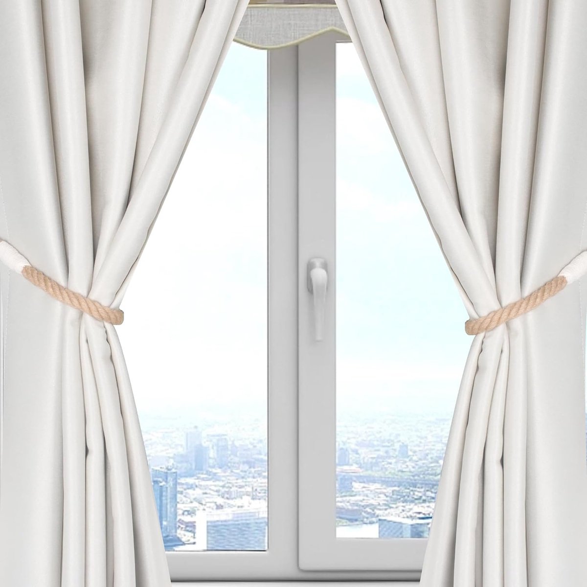 1 Ensemble De Cravates De Rideau En Corde Faites à La Main Pour La Decoration De Bureau A Domicile Fleur Torsadez 1 Coeur Blanc Cafe Un Blanc 87291081