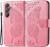 Coverup Vlinder Book Case - Geschikt voor Samsung Galaxy A15 Hoesje - Roze