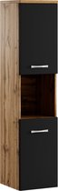 Badplaats Badkamerkast Montreal 30 x 30 x 131 cm - Eiken met Zwart - Hangende Kolomkast met 2 Deuren