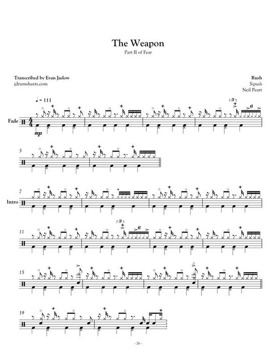 Drum Sheet Music Rush Rush The Weapon (ebook), Evan Aria Serenity