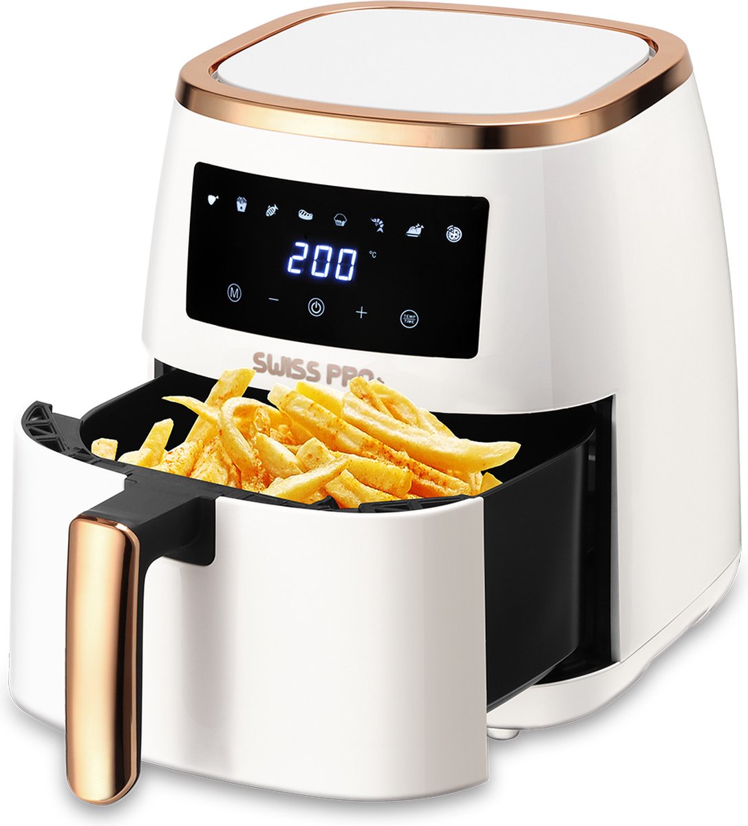 Afbeelding 2 van Swiss Pro+ Airfryer SP-AF6.5L.WG airfryer XXXL - Intelligente Heteluchtfriteuse Digitaal- 6.5 L - XXXL 1500W Gold
